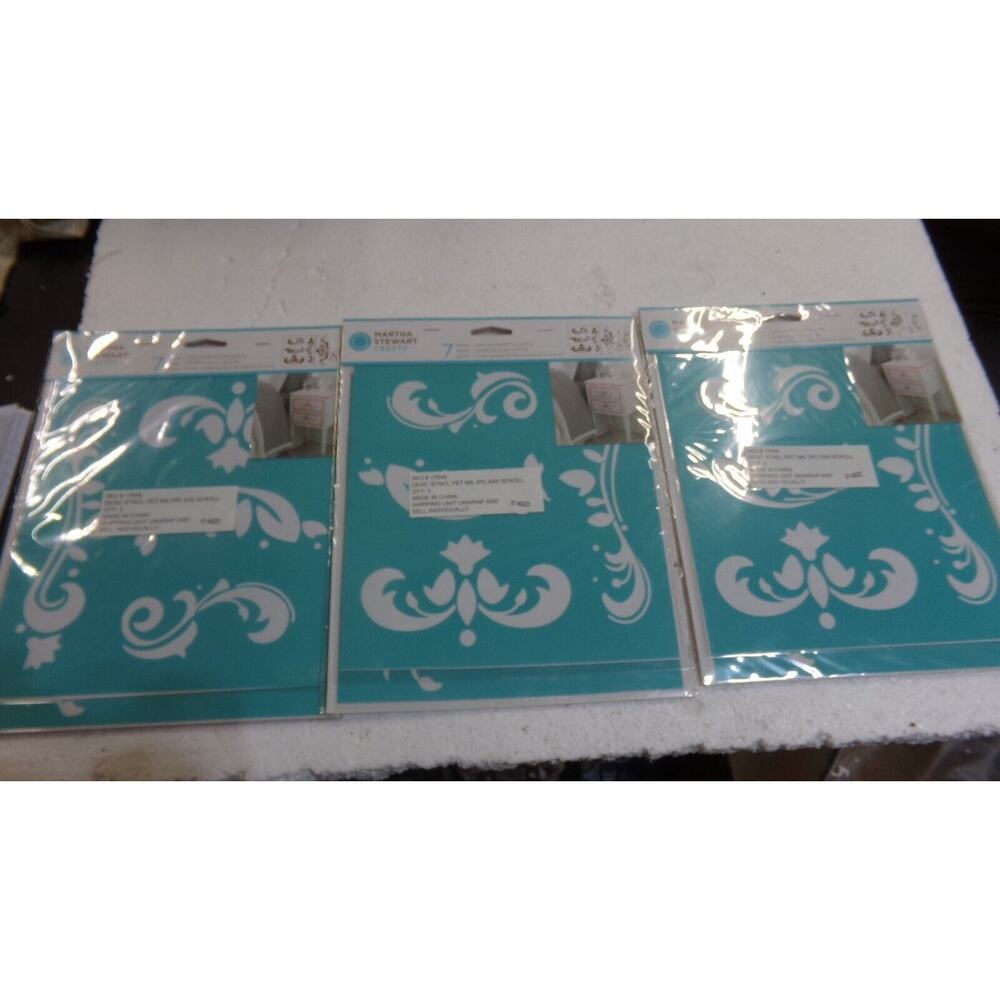 Martha Stewart Crafts Laser -Cut Scroll Stencils 3 Sheets 8 3/4 X 9 3/4 Country